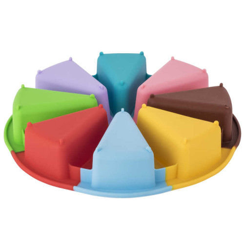 TANTITONI SILICONE MIXED COLOR SLICED ROUND CAKE MOLD 27X27X4.3CM