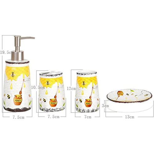 DECOR  Sets Printed Cartoon Yellow Honey and Bee 4 Piece