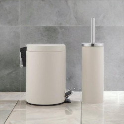 5 Lt Elite Series 2 Pcs Bathroom Set beige Color Pedal White Dustbin , Toilet Brush
