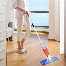 Wood Floor Mops with Spray for Floor Cleaning - MEXERRIS Dry Wet Mop Microfiber Spray Mops with 440ML Bottles 2 Reusable Washable Pads,Flat Dust Mop for Hardwood Laminate Tile Ceramic Floors
