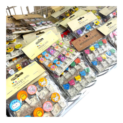 STOBOK 10pcs Wood Clothespin Funny DIY Picture Clips Decorative Photo Picture Clamps Clips with Rope for Photo Display Wall Decor