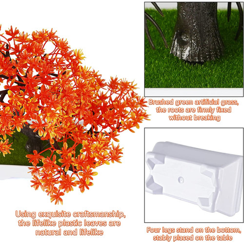 Mini Artificial Bonsai Tree Plants with Plastic Cement Pots for Home Office Décor Mini Artificial Bonsai Tree Plants with Plastic Cement Pots for Home Office Décor