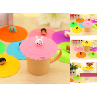 1 pcs silicone cup cover, promotional silicone lid for coffee cup, cartoon silicone lids for cups