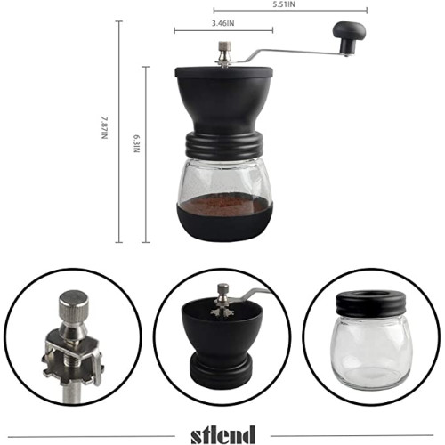 Coffee Manual Grinder,Hand Coffee Mill with Ceramic Burrs,Adjustable Coarseness Ceramic Mill, Grinder for Coffee Bean or Spices for Travel Camping Grinder