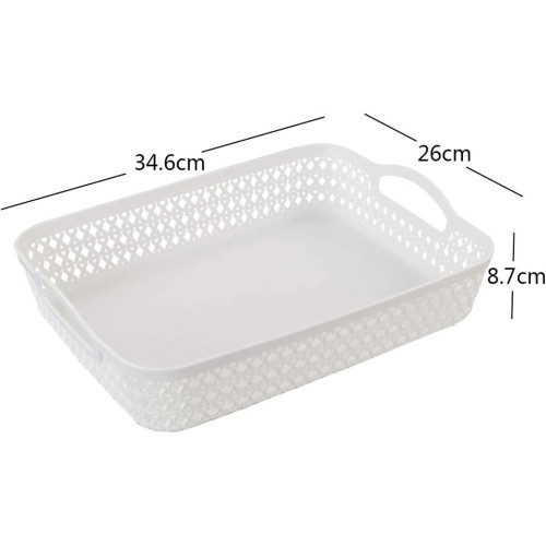 Readsky Flat Plastic Storage Baskets with Handles Office Supply Organizer, 3 color