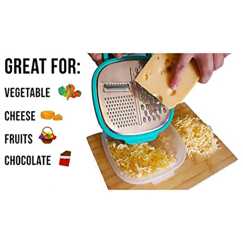 3 in 1 Cheese Grater for Kitchen with Storage Container 3 Blade Non-Stick Coating Shredder Fruit Vegetable Grater Slicer Peeler Box for Kitchen
