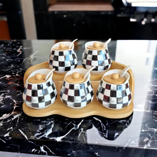 Kitchen Canisters,5PC Canisters set with wooden stand