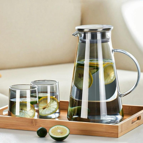 7 Pcs Glass set Cold Water Jug Transparent Heat Resistant Kettle With Handle Household Large Capacity Bottle Coffeeware Teaware