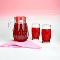 Glass Pitcher Jug with Tumblers 7PC Set Water Juice Drinkware Carafe with Lid