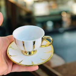 12-pcs,coffee set, white and gold (6 cups,6 saucers)