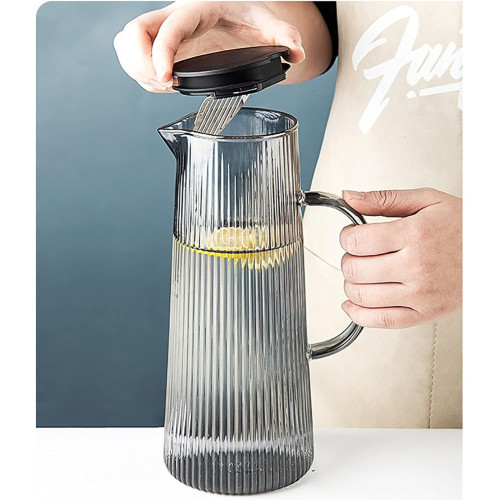 7-Piece Unbreakable Glass Pitcher Set – 1270ml BPA-Free Kettle with Lid & 6 Cups (Grey)