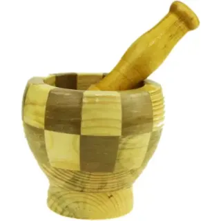 Bamboo Wood Kitchen Mortar with Pestle for Garlic, Ginger Press Crusher & Herb, Spice, Pepper Grinder Bamboo Masher  (Brown, Pack of 1)