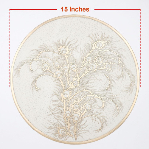 Gold Round Decorative Placemats Set of 6, Heat Insulation Non-Slip Waterproof and Oil-Proof Placemat, Pressed Vinyl Placemats Washable Wipable Reusable for Gatherings Party Dinner Housewarming Decoration Table Centerpiece Mat