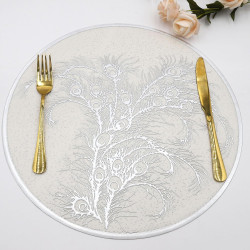 New round Exquisite Silver Decorative Placemat PVC Heat Insulation Non-Slip Waterproof and Oil-Proof Placemat set of 6pcs