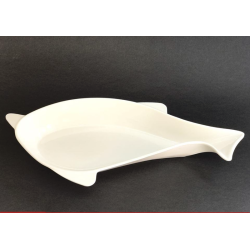 Fish-shaped plate in white melamine, snack plate