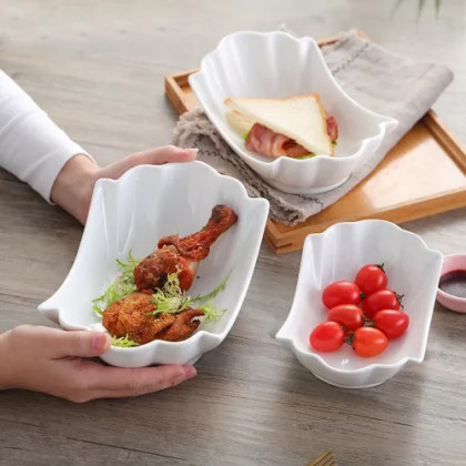 Melamine Scalloped Serving Bowl, Oven, Dishwasher, Freezer Safe, 14.5x9x3.75, White