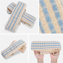 Linen Back Scrubber for Shower, Double Sided Exfoliating Long Back Strap Deep Clean and Polish Skin Body Massage Shower Scrubber for Women and Men