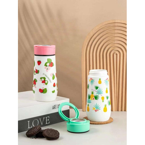 Fruit pineapple Flower Water Bottle with Straw Lid, Stainless Steel Insulated Tumbler Reusable Leak Proof Water Bottle for School Fruit pineapple Flower Water Bottle with Straw Lid, Stainless Steel Insulated Tumbler Reusable Leak Proof Water Bottle for School