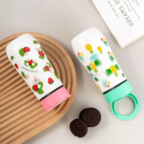 Fruit Strawberry Flower Water Bottle with Straw Lid, Stainless Steel Insulated Tumbler Reusable Leak Proof Water Bottle for School Fruit Strawberry Flower Water Bottle with Straw Lid, Stainless Steel Insulated Tumbler Reusable Leak Proof Water Bottle for School
