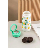 Fruit pineapple Flower Water Bottle with Straw Lid, Stainless Steel Insulated Tumbler Reusable Leak Proof Water Bottle for School