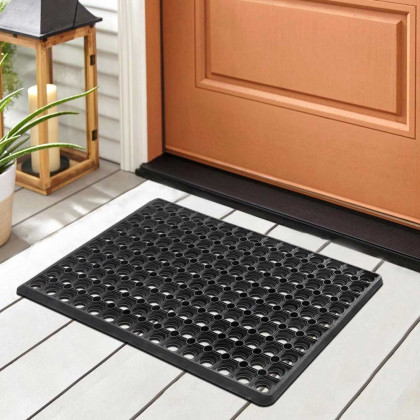 Easy Clean, Waterproof, Low Profile, Non-Slip Flower Design Indoor, Outdoor Rubber Doormat