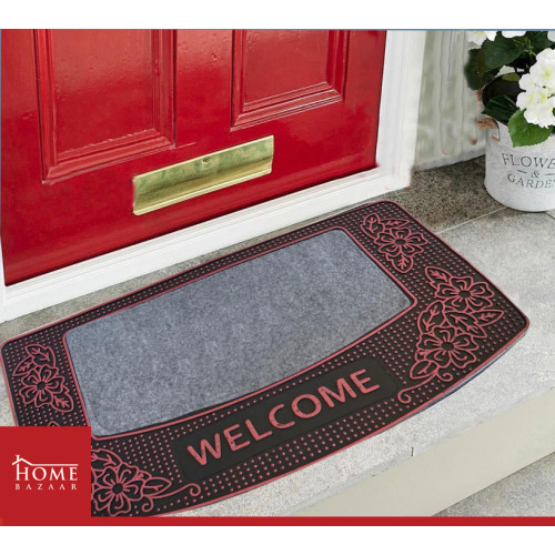 Easy Clean, Waterproof, Low Profile, Non-Slip Flower Design Indoor/Outdoor Rubber Doormat