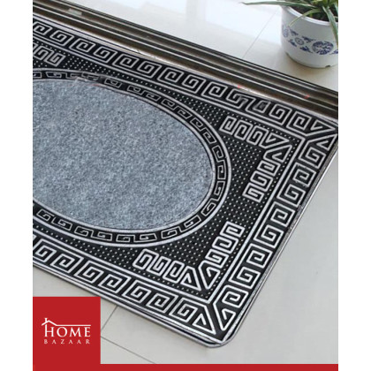 Easy Clean, Waterproof, Low Profile, Non-Slip Flower Design Indoor, Outdoor Rubber Doormat silver