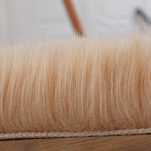 HOMEBAZAAR Faux Fur Rug Soft Fluffy Rug, Shaggy Rugs Faux Sheepskin Rugs Floor Carpet for Bedrooms Living Room Kids Rooms Decor,khaki, 100 * 180cm