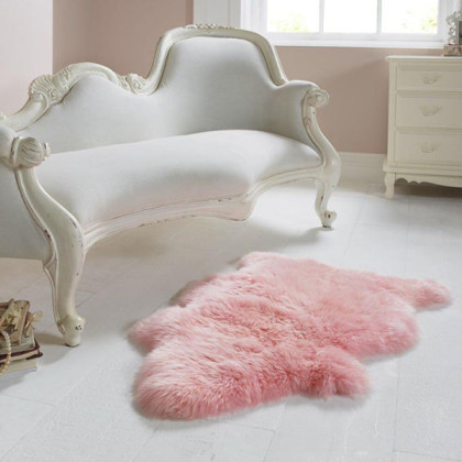 Luxury Soft Faux Sheepskin Chair Cover Seat Cushion Pad Plush Fur Area Rugs for Bedroom,60*100cm, Pink