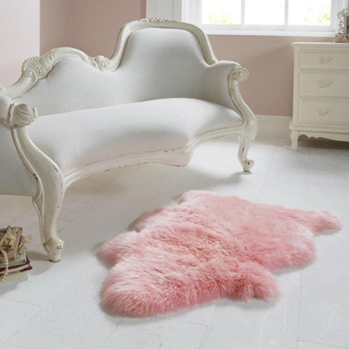 Luxury Soft Faux Sheepskin Chair Cover Seat Cushion Pad Plush Fur Area Rugs for Bedroom,60*100cm, Pink