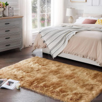 HOMEBAZAAR Faux Fur Rug Soft Fluffy Rug, Shaggy Rugs Faux Sheepskin Rugs Floor Carpet for Bedrooms Living Room Kids Rooms Decor,khaki, 100 * 180cm