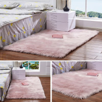 HOMEBAZAAR Luxury Fox Fur for Bedroom Living Room Decor | Faux Fur Bedside Rug, Decorative Fur for Chair, Sofa, Bed (100x180 cm - Mat, Pink)