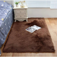 HOMEBAZAAR Luxury Fox Fur for Bedroom Living Room Decor | Faux Fur Bedside Rug, Decorative Fur for Chair, Sofa, Bed (100x180 cm - Mat, Brown)