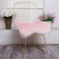 Fluffy Shaggy Faux Fur Sheepskin Rug Soft Non-Slip Faux Fleece Fluffy Seat Cushion Luxury Plush Faux Suede Suede Sheepskin Seat Cushion for Car Office Chair Floor Sofa Living Room (Pink, 45*45)