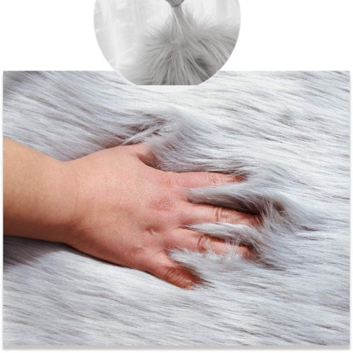 Fur Throw Pillow Cover Fluffy Soft Decorative Square Pillow covers Plush Pillow Case Faux Fur Cushion Covers For Livingroom Sofa Bedroom etc. (Gray, 45X45CM)