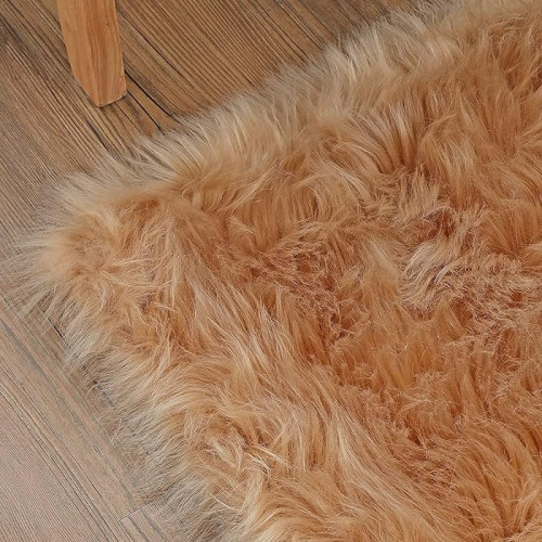 HOMEBAZAAR Faux Fur Rug Soft Fluffy Rug, Shaggy Rugs Faux Sheepskin Rugs Floor Carpet for Bedrooms Living Room Kids Rooms Decor,khaki, 100 * 180cm