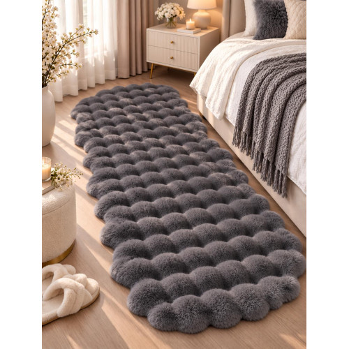 A Plush Dark Gray Bedroom Carpet A Soft and Comfortable Area Rugs A Faux Rabbit Runner Carpet Suitable for Living Room