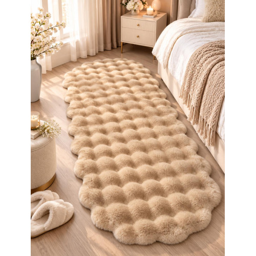A Plush Beige Bedroom Carpet A Soft and Comfortable Area Rugs A Faux Rabbit Runner Carpet Suitable for Living Room
