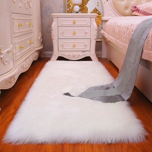 Imitation Wool Floor Mat Plush Carpet 1pc Plush Rugs Plush Area Rug Hairy Floor mat Sofa Plush Carpet Soft Floor Cushion Bedroom Carpet Fluffy Area Rug (white , 90*150