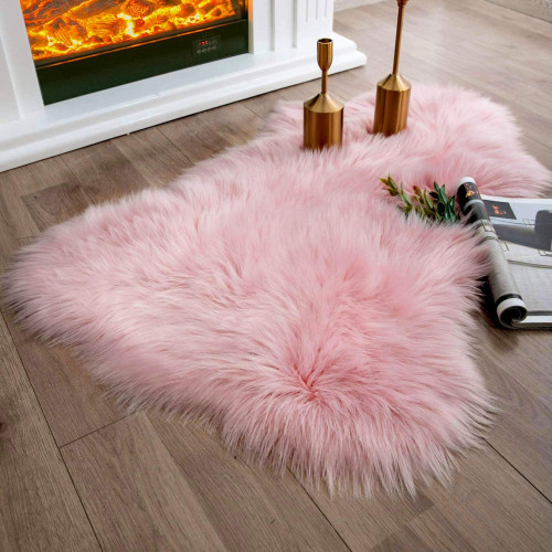 Rug Dresser Cloth Super Soft Long Pile Rug Shaggy Foot Mat for Bedroom Rugs Living Room Small Solid Color Washable Easy Dry Anti Slip (pink, 45*65)