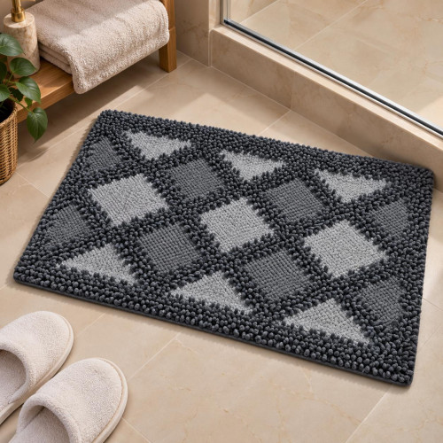 Textured Shaggy Bath Mat 80 × 50 cm