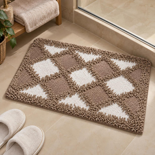 Textured Shaggy Bath Mat 80 × 50 cm