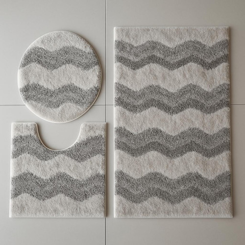 Velvet Bath Rug Set – 3 Pieces Soft, Absorbent & Non-Slip Bathroom Mats