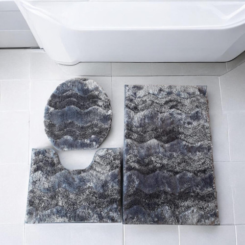 Velvet Bath Rug Set – 3 Pieces Soft, Absorbent & Non-Slip Bathroom Mats