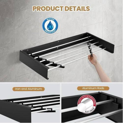 Multi-Function Black Hanging Window Sill Drying Rack Easy Folding Drying Rack Balcony Retractable Drying Shoe Rack