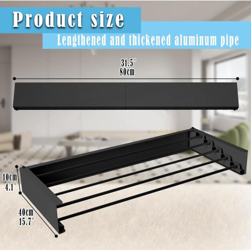 Multi-Function Black Hanging Window Sill Drying Rack Easy Folding Drying Rack Balcony Retractable Drying Shoe Rack