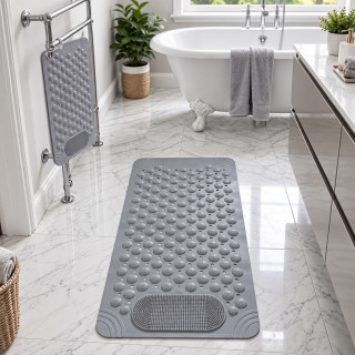 Shower Mat with Massage Nodules & Built-In Foot Scrubber