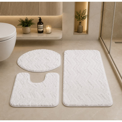 Beige Bathroom Mat Set – 3 Pieces