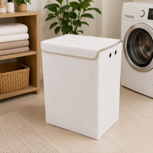 Off White Portable Clothes Storage Basket