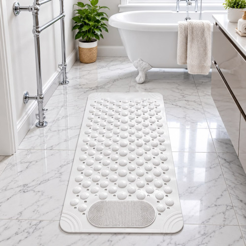 Shower Mat with Massage Nodules & Built-In Foot Scrubber